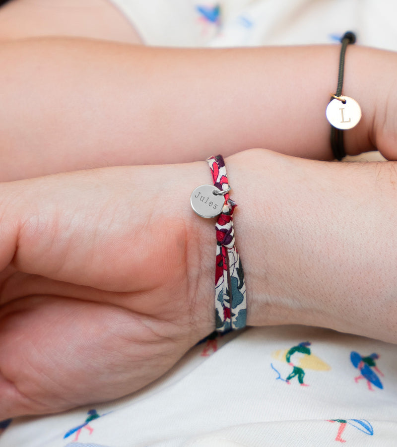 Accessoire chic. Bracelet médaille 10mm en argent, Liberty Jacinthe