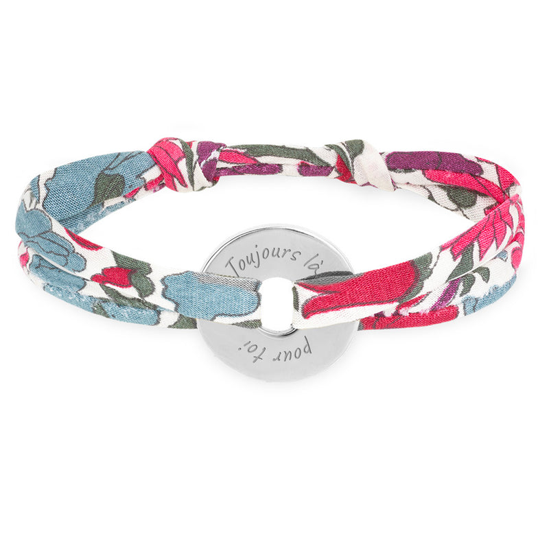 Bracelet Personnalisé - Cible 15mm - Argent - Liberty Jacinthe