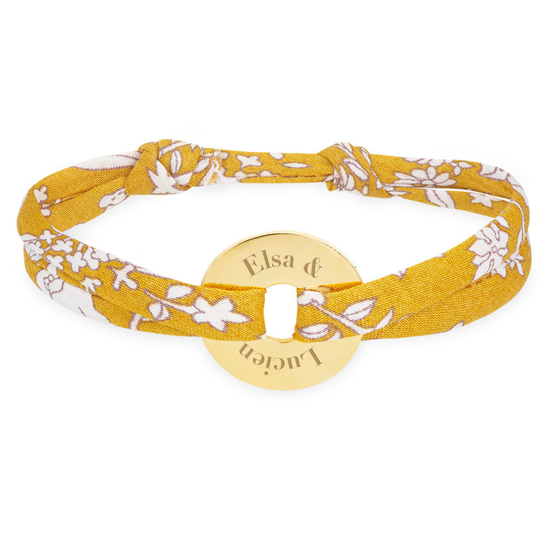 Bracelet personnalisé en forme de cible, plaqué or 15mm, avec le liberty Clivia.