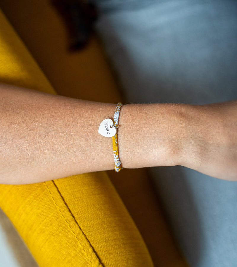 Bracelet cœur 15mm en argent avec lien liberty Clivia
