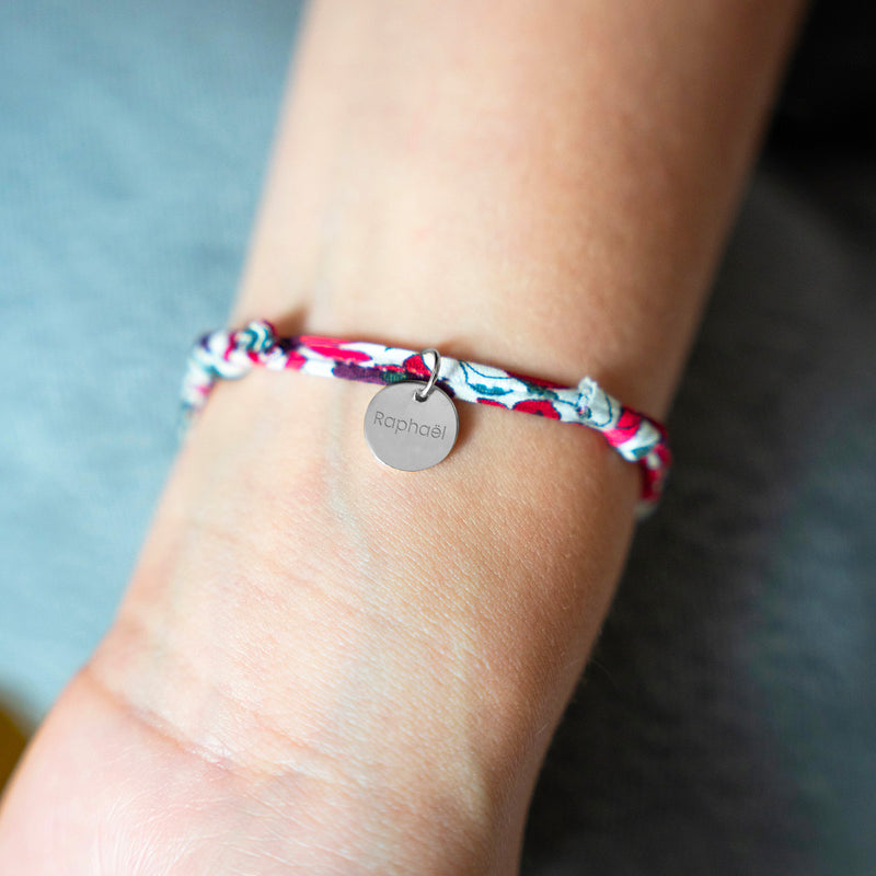 Bracelet en argent avec médaille 10mm, lien Liberty Jacinthe, style unique