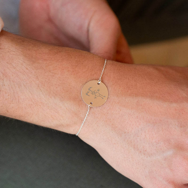 bracelet médaille personnalisé en 20mm, deux trous argent, sur chaîne plate.