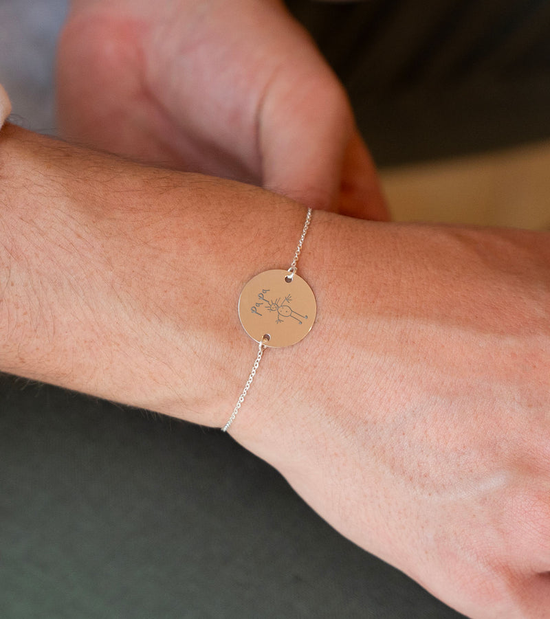 bracelet médaille personnalisé en 20mm, deux trous argent, sur chaîne plate.