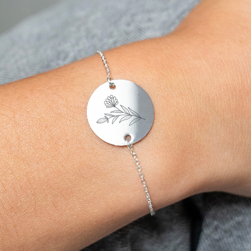 Médaille personnalisée 20mm sur bracelet argent, orné de deux trous pour chaine maille, crée un style unique.