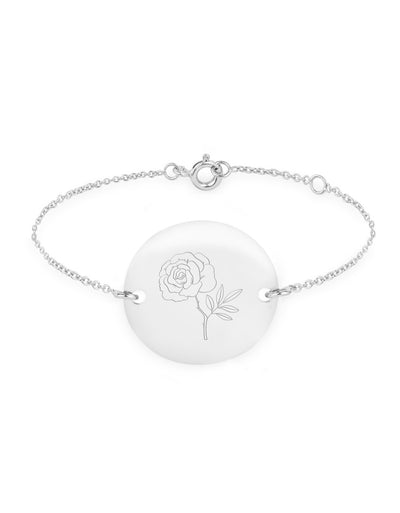 Bracelet ajustable, médaille personnalisée 20mm en argent, pourvu de deux trous pour chaine maille.