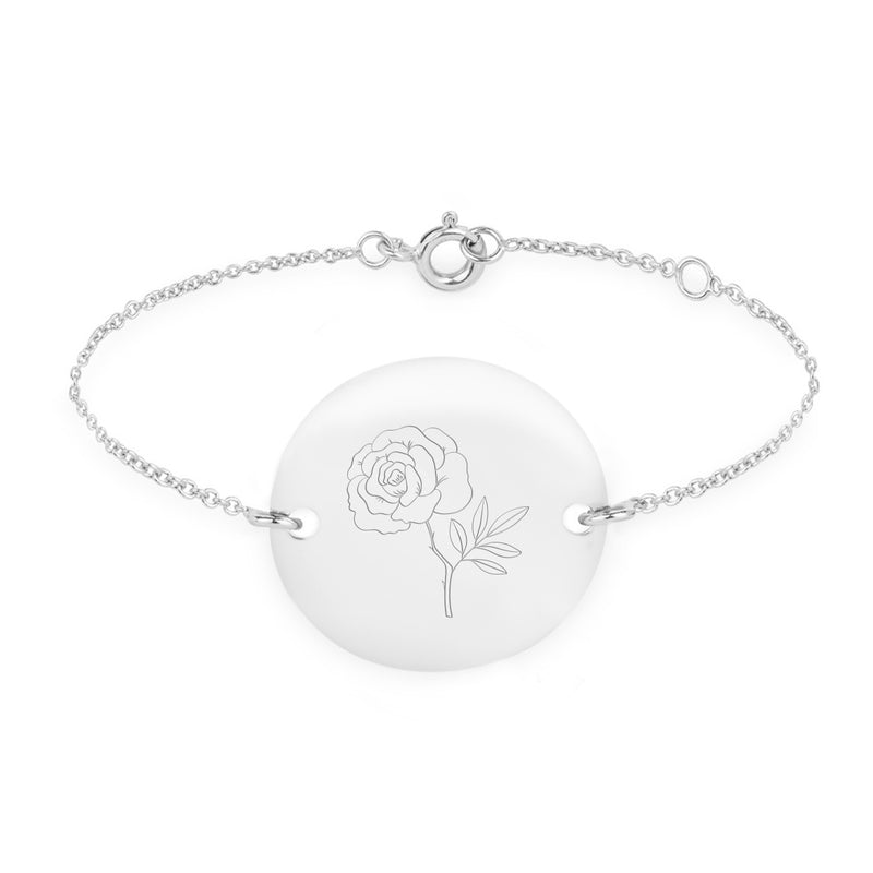 Bracelet ajustable, médaille personnalisée 20mm en argent, pourvu de deux trous pour chaine maille.