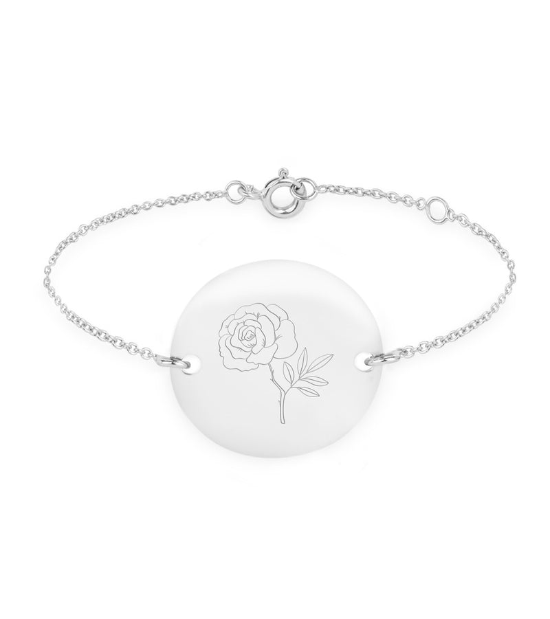 Bracelet ajustable, médaille personnalisée 20mm en argent, pourvu de deux trous pour chaine maille.