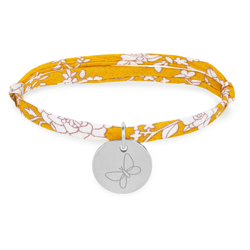 Bracelet en argent personnalisé, médaille de 15mm avec un lien Liberty Clivia.
