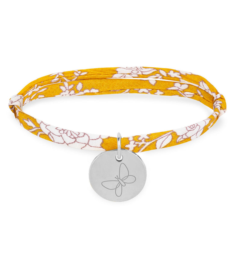 Bracelet en argent personnalisé, médaille de 15mm avec un lien Liberty Clivia.