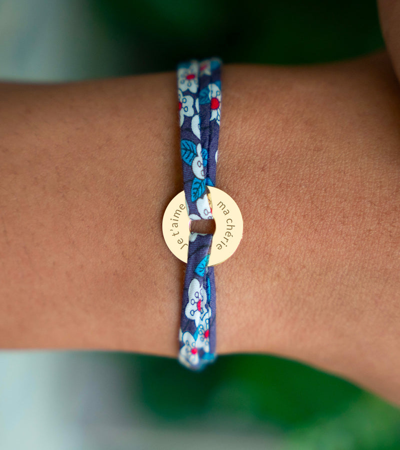 Bracelet personnalisé en forme de cible, plaqué or 15mm, avec le liberty Iris.