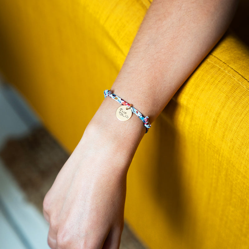 Bracelet Liberty Pavot avec médaille dorée personnalisée de 15mm