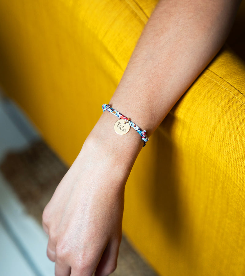 Bracelet Liberty Pavot avec médaille dorée personnalisée de 15mm