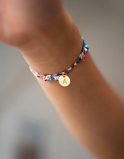 Médaille 10mm plaquée or sur bracelet Liberty Pavot personnalisé