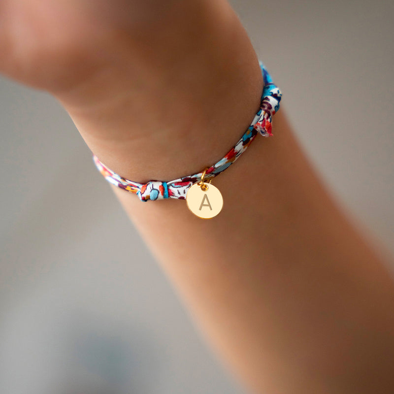 Médaille 10mm plaquée or sur bracelet Liberty Pavot personnalisé