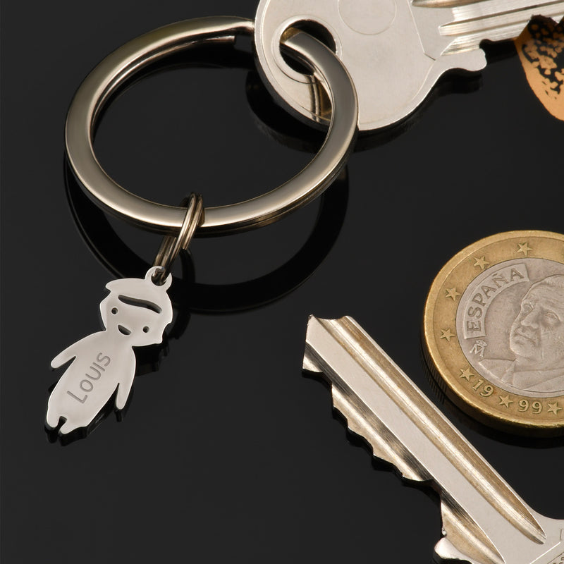 Porte clé Personnalisé - Garçon 20mm x 8mm - Acier Inoxydable - Anneau Rond