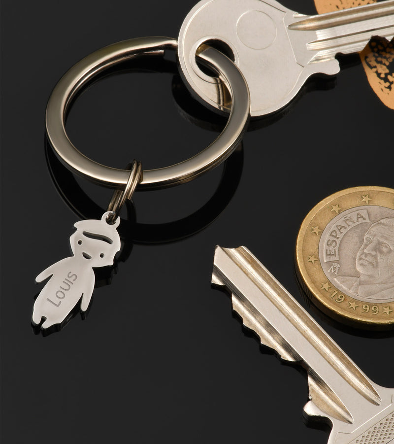 Porte clé Personnalisé - Garçon 20mm x 8mm - Acier Inoxydable - Anneau Rond