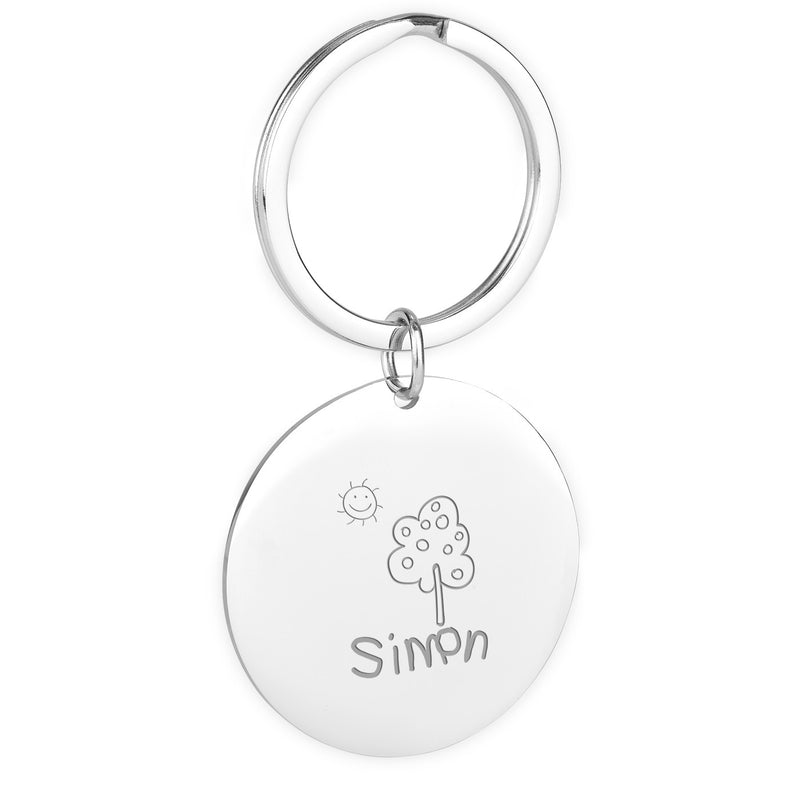 porte-clés avec un rond en acier inoxydable de 35mm et une forme en anneau de 30mm.