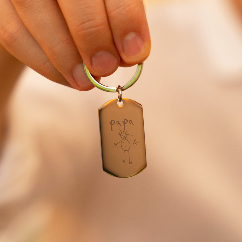 Porte-clé avec un rectangle de 39mm x 22mm, en acier inoxydable, et agrémentez-le d'un anneau rond de 30mm