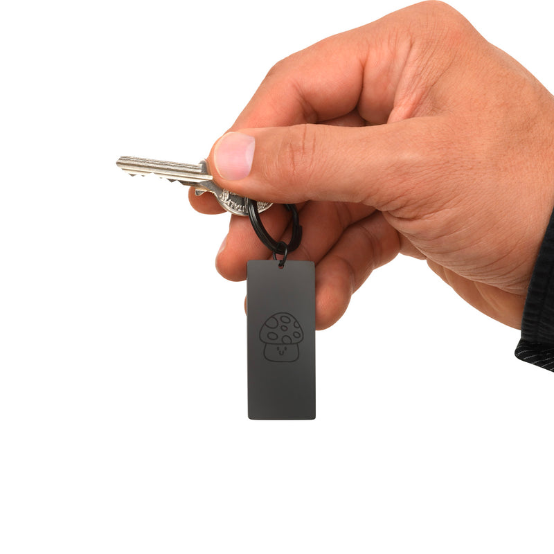 Porte clé Personnalisé - Plaque 50mm x 22mm - Acier Inoxydable Noir - Anneau Rond