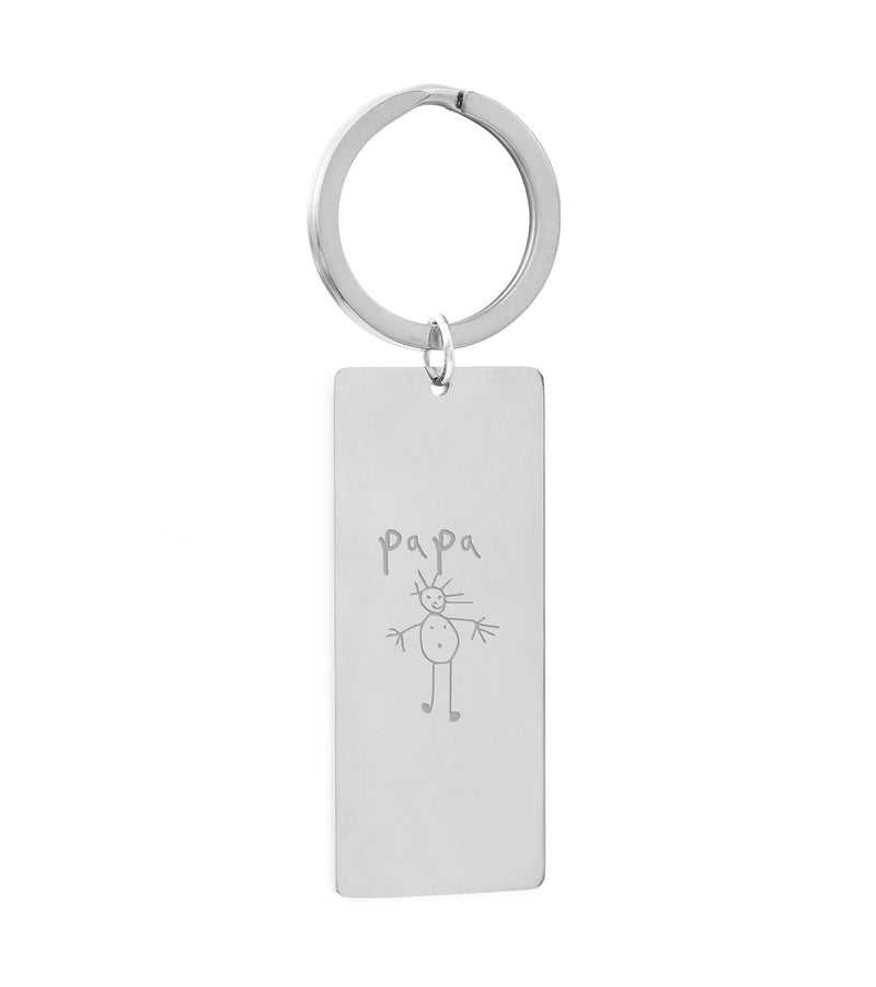 Porte clé personnalisé avec plaque de 50mm x 22mm en acier inoxydable et anneau rond
