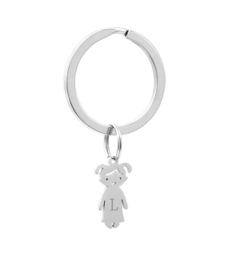 Porte clé Personnalisé - Fille 20mm x 8mm - Acier Inoxydable - Anneau Rond