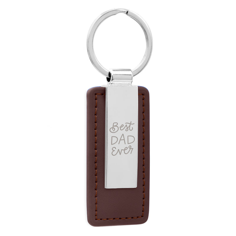 Porte clé personnalisé en rectangle de 63mm x 30mm avec cuir PU marron foncé et acier inoxydable avec anneau rond