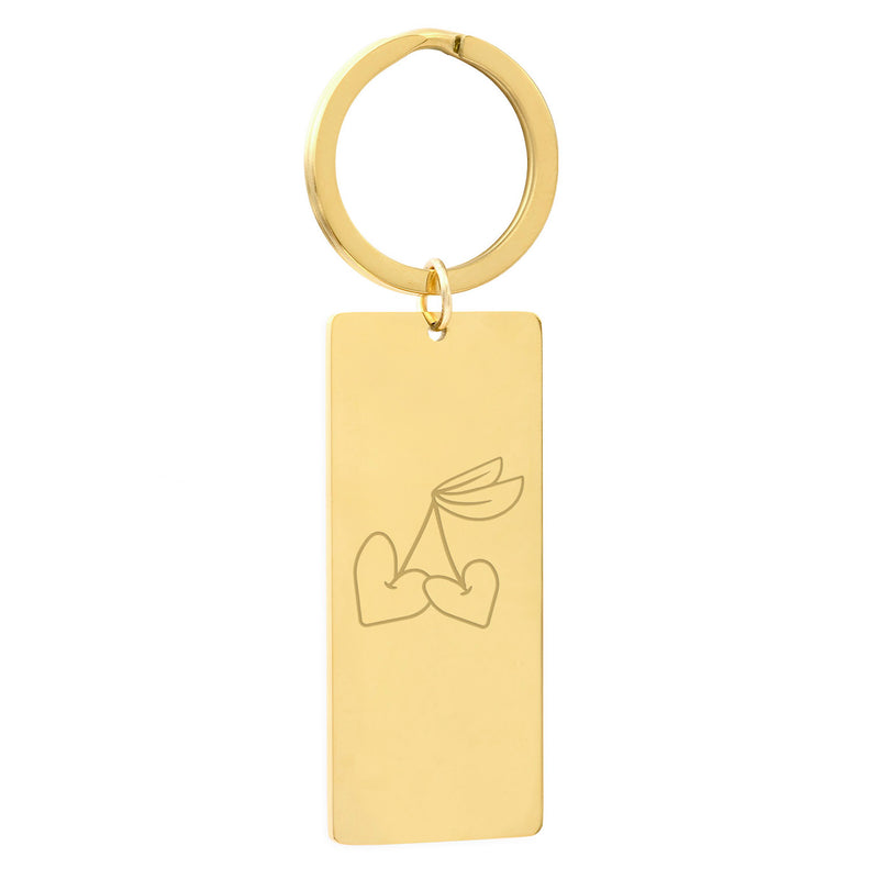 Porte clé personnalisé avec plaque 50mm x 22mm en acier inoxydable doré et anneau rond