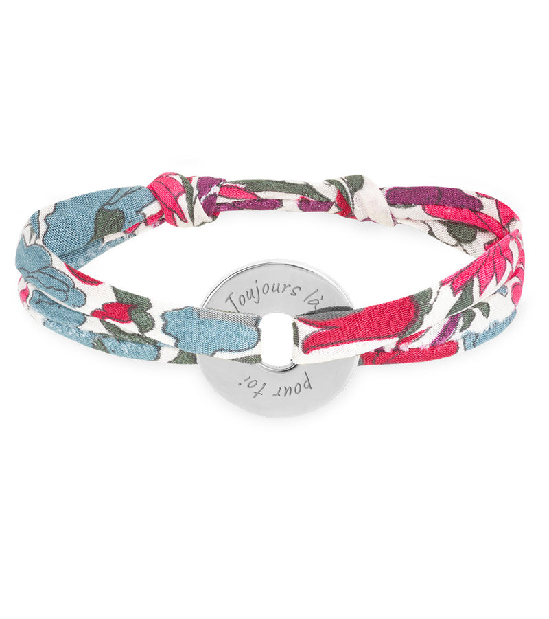 Bracelet Personnalisé - Cible 15mm - Argent - Liberty Jacinthe