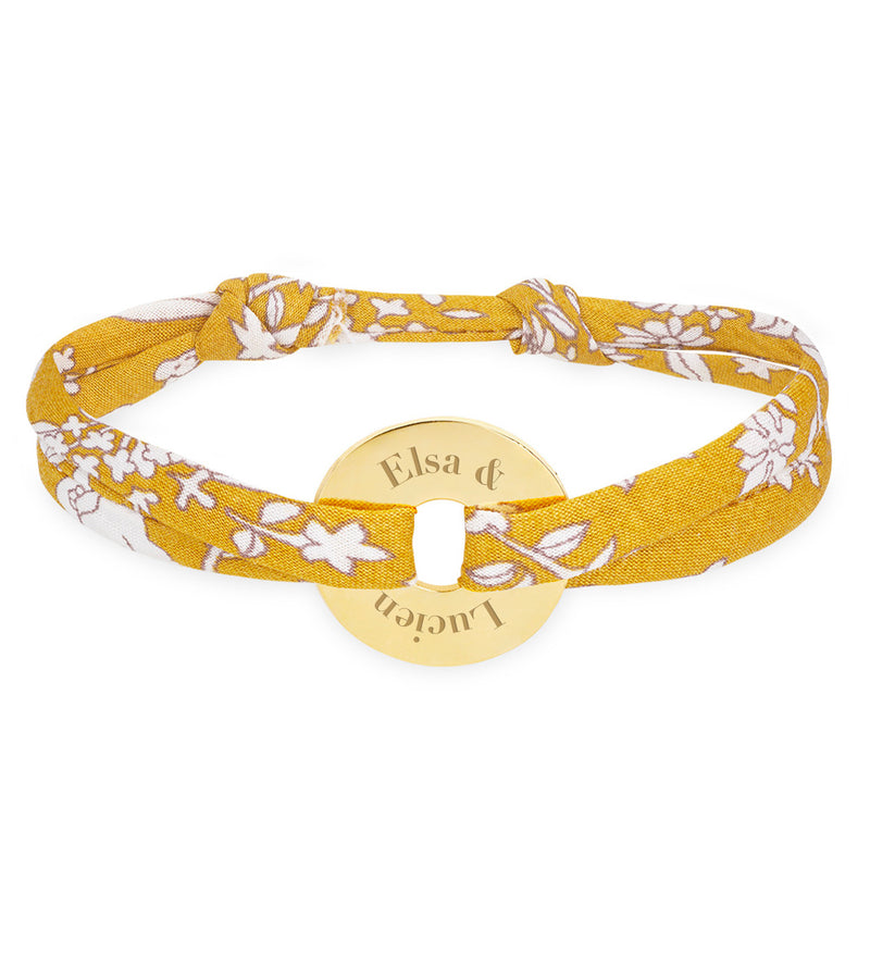 Bracelet personnalisé en forme de cible, plaqué or 15mm, avec le liberty Clivia.
