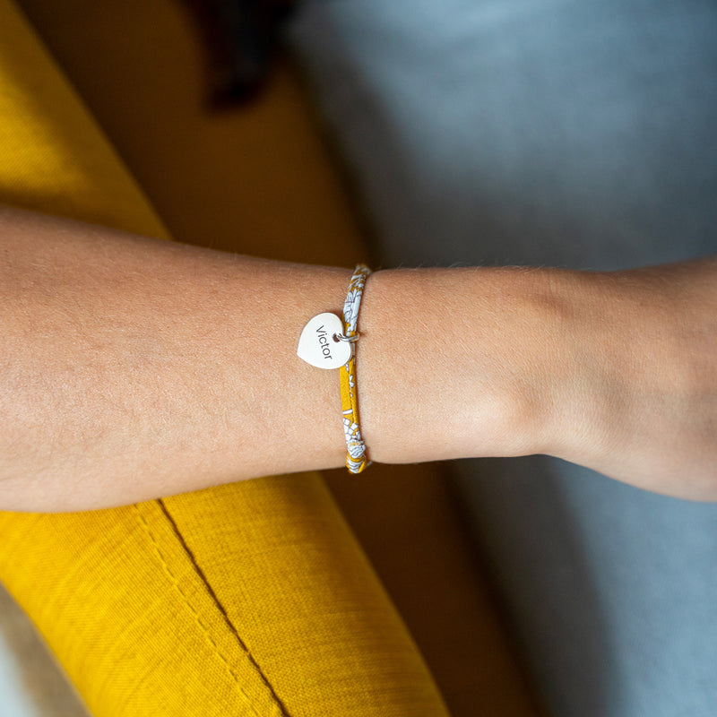 Bracelet cœur 15mm en argent avec lien liberty Clivia
