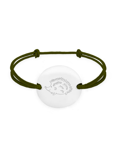 Bracelet médaille personnalisé 20mm, avec deux trous argent, sur cordon kaki, un choix unique.