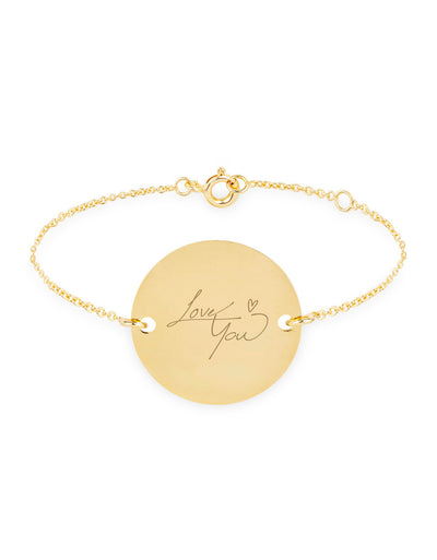 Bracelet médaille personnalisé en 20mm, avec deux trous en plaqué or et une chaîne en maille.