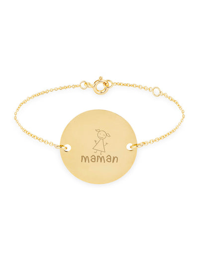 Bracelet médaille personnalisé en 20mm, avec deux trous en plaqué or et une chaîne plate.