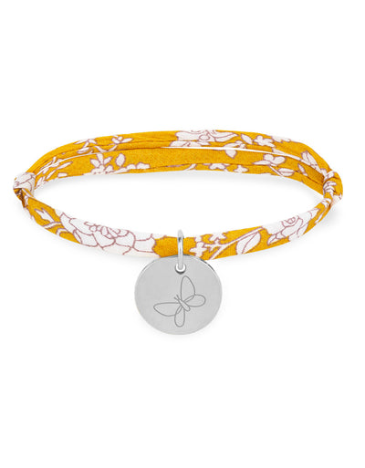 Bracelet en argent personnalisé, médaille de 15mm avec un lien Liberty Clivia.