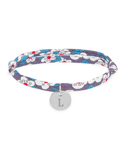 Bracelet argenté 10mm avec médaille personnalisée, agrémenté de Liberty Iris