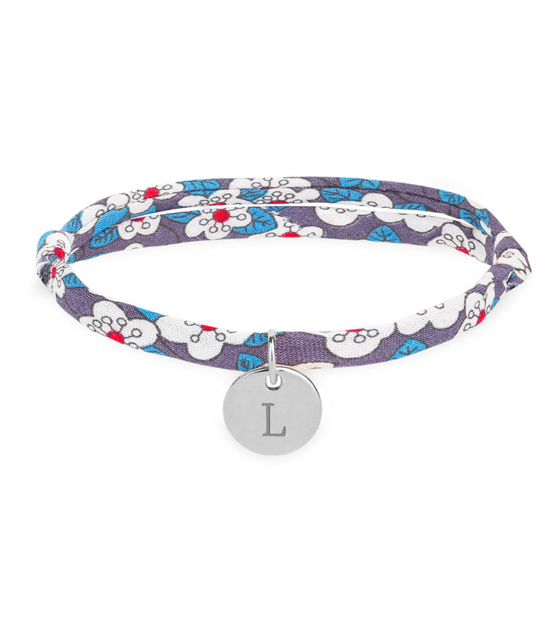 Bracelet argenté 10mm avec médaille personnalisée, agrémenté de Liberty Iris
