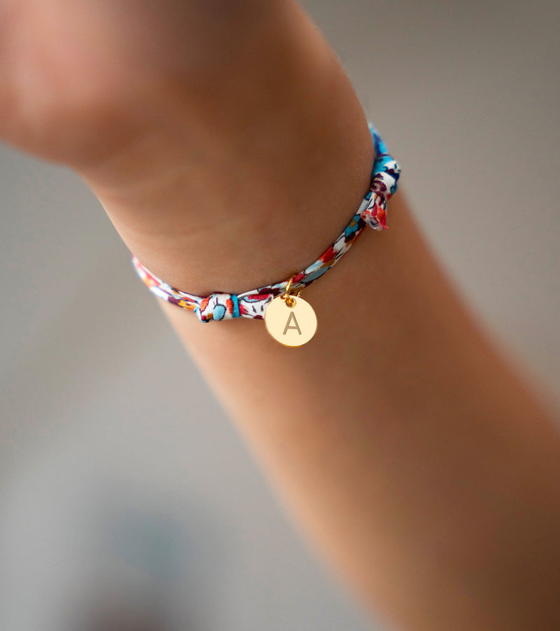 Médaille 10mm plaquée or sur bracelet Liberty Pavot personnalisé