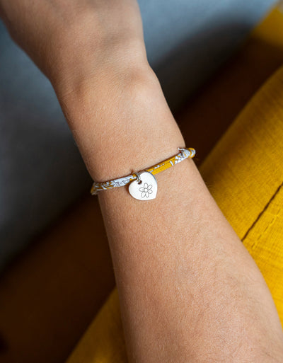 Bracelet personnalisé en argent avec pendentif cœur 15mm et lien liberty