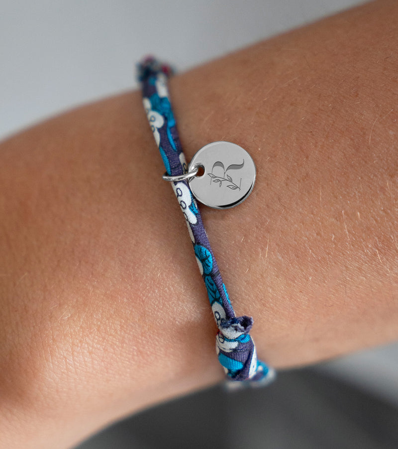 Bracelet en argent avec médaille de 10mm, orné de Liberty Iris