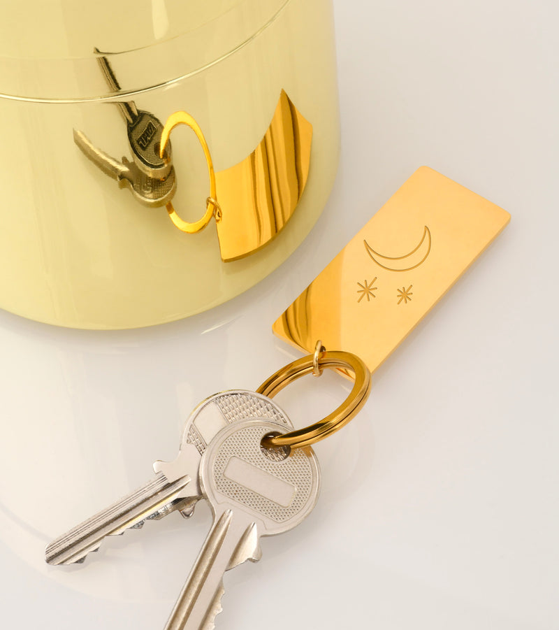 Porte clé en acier inoxydable doré avec plaque 50mm x 22mm personnalisée et anneau rond