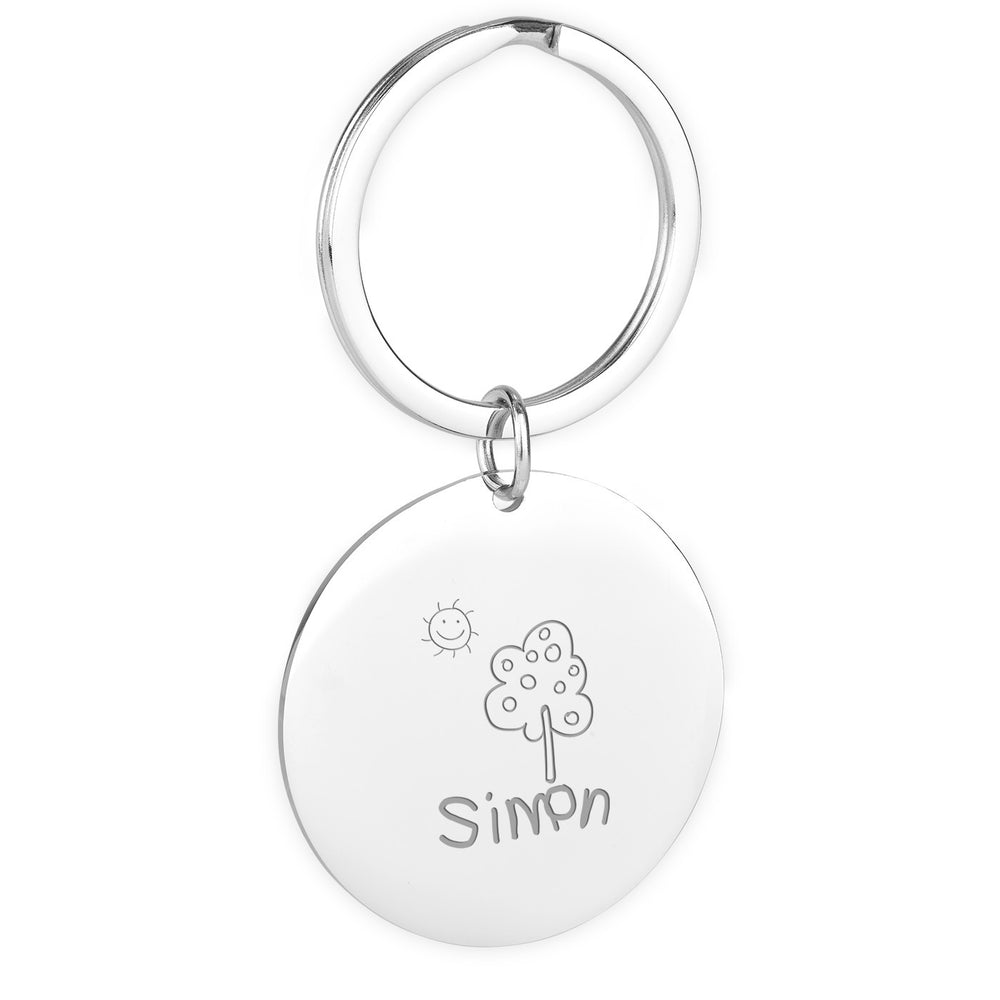 porte-clés avec un rond en acier inoxydable de 35mm et une forme en anneau de 30mm.