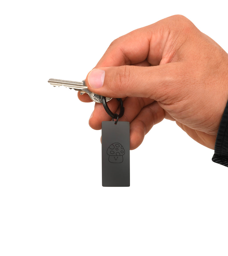 Porte clé Personnalisé - Plaque 50mm x 22mm - Acier Inoxydable Noir - Anneau Rond