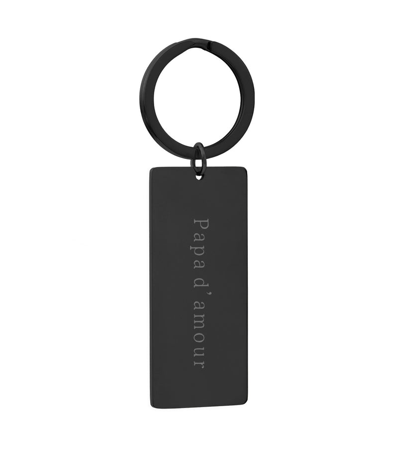 Porte clé en acier inoxydable noir personnalisé plaque 50mm x 22mm anneau rond