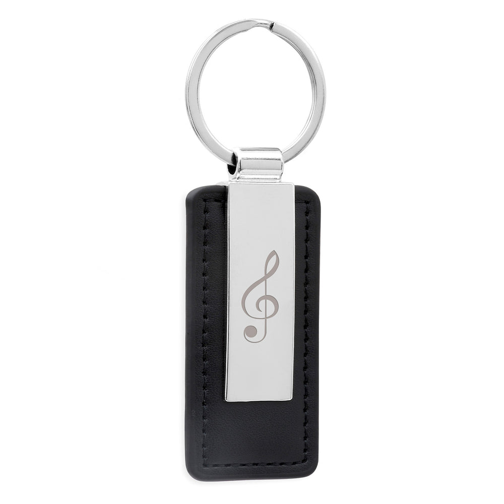 Porte clé personnalisé rectangle 63mm x 30mm en acier inoxydable cuir PU noir anneau rond