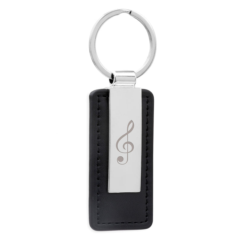 Porte clé personnalisé rectangle 63mm x 30mm en acier inoxydable cuir PU noir anneau rond
