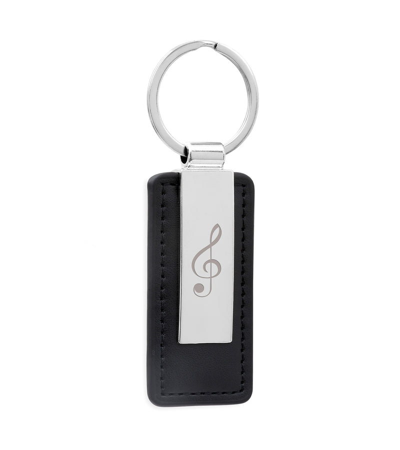 Porte clé personnalisé rectangle 63mm x 30mm en acier inoxydable cuir PU noir anneau rond