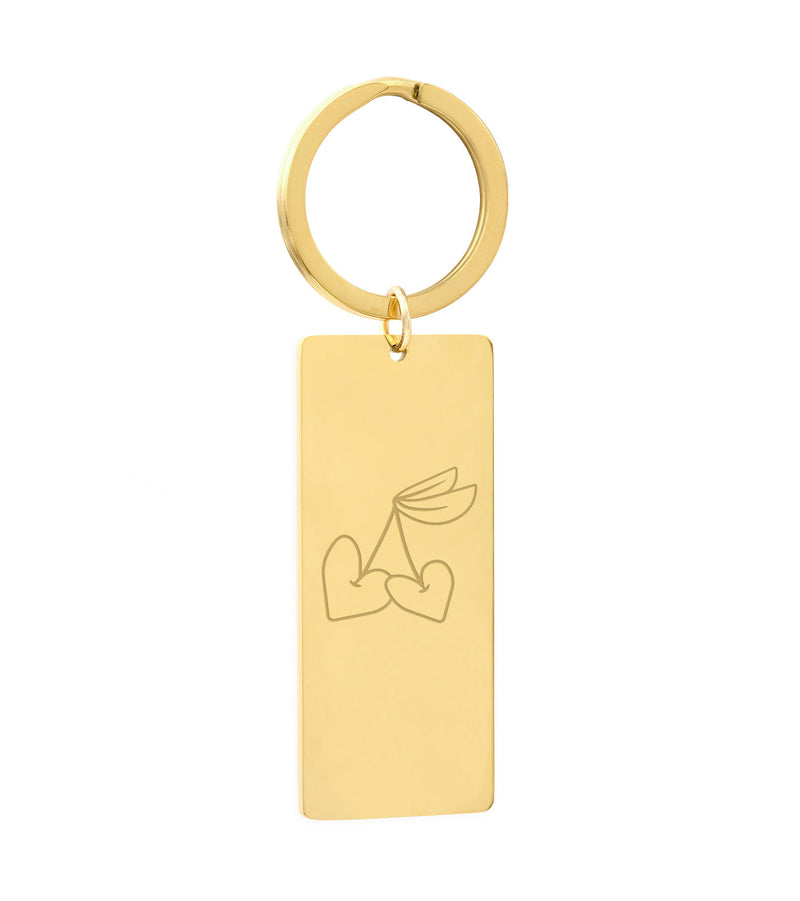 Porte clé personnalisé avec plaque 50mm x 22mm en acier inoxydable doré et anneau rond